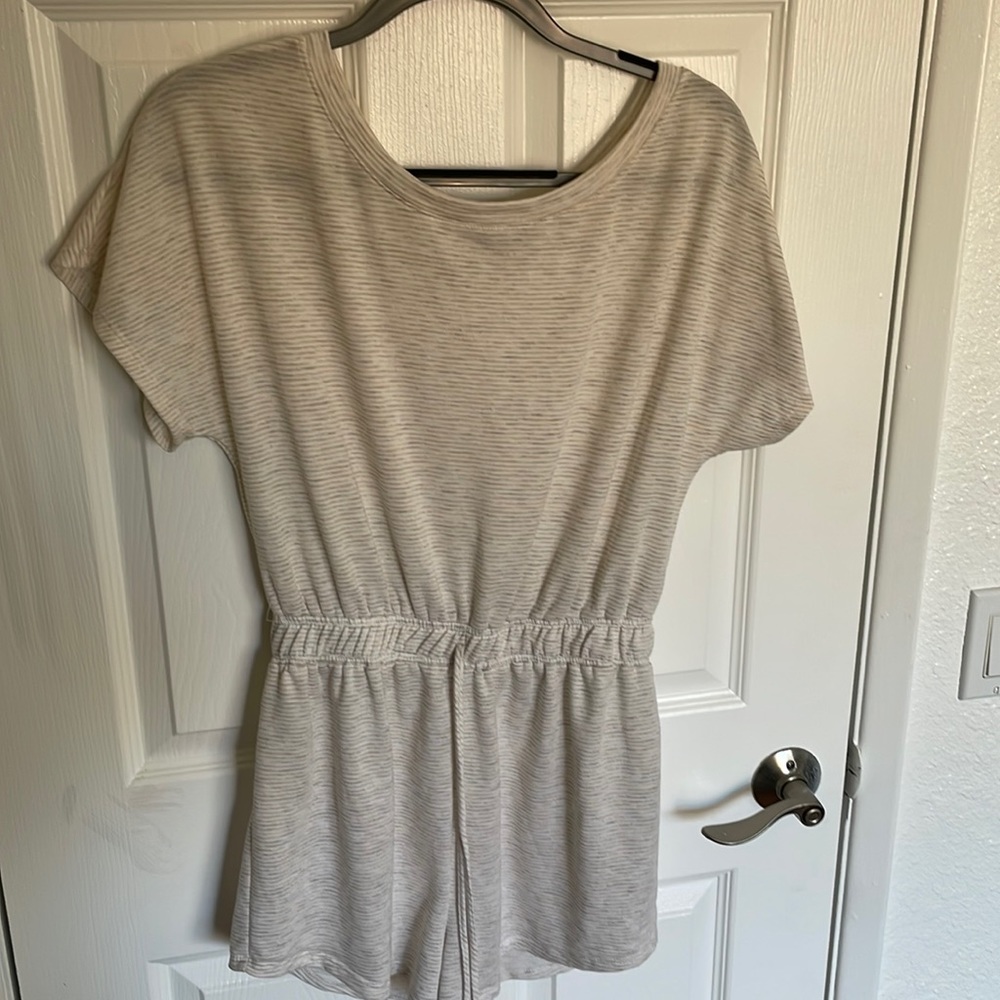 Striped short sleeve romper